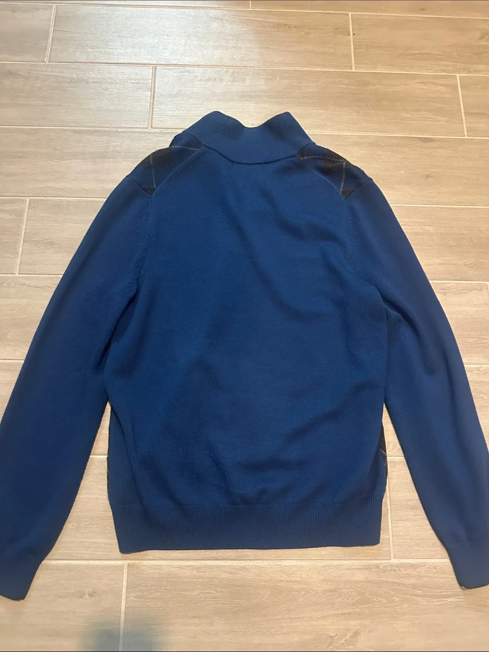 Banana Republic Men's Blue Argyle Zip-Front Sweater Jacket